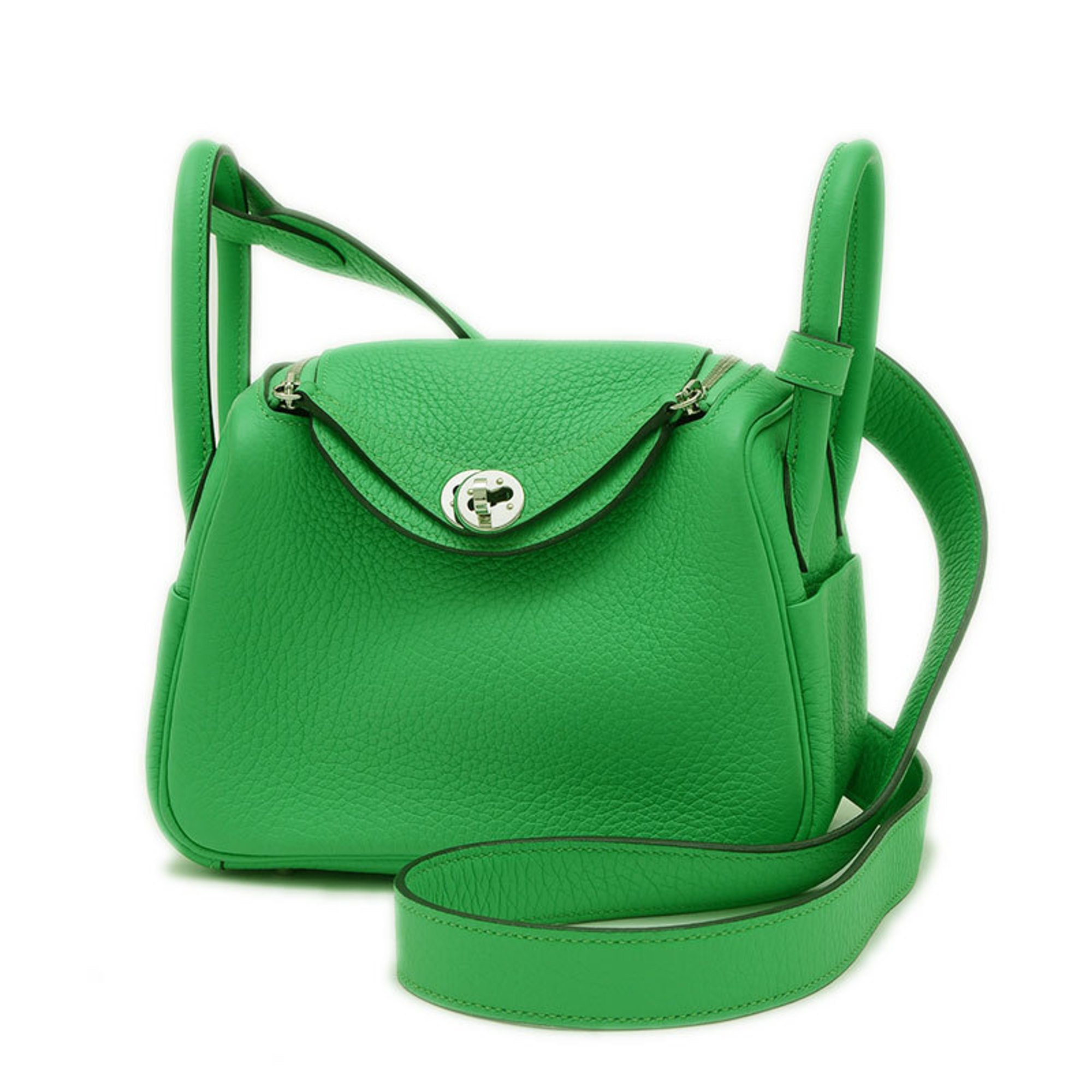 Hermes Lindy Shoulder Bag Taurillon Vert Comic B Stamp