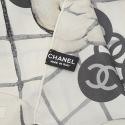 Chanel Large Scarf Camellia Coco Mark Matelasse Ivory 100% Silk