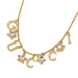 Gucci Script Star Detail Crystal Stone Necklace Gold 679044