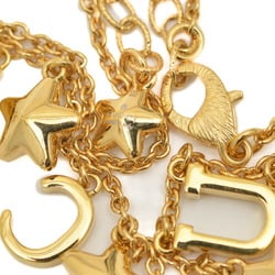 Gucci Script Star Detail Crystal Stone Necklace Gold 679044