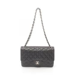 CHANEL Deca Matelasse 30 Classic Large W-Flap Shoulder Bag Caviar Skin (Grained Calf) Women's Black A58600