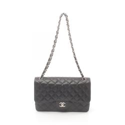 CHANEL Deca Matelasse 30 Classic Large W-Flap Shoulder Bag Caviar Skin (Grained Calf) Women's Black A58600