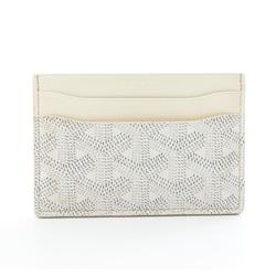 GOYARD Saint Sulpice Business Card Holder/Card Case Coated Canvas Leather Women's White/Grey