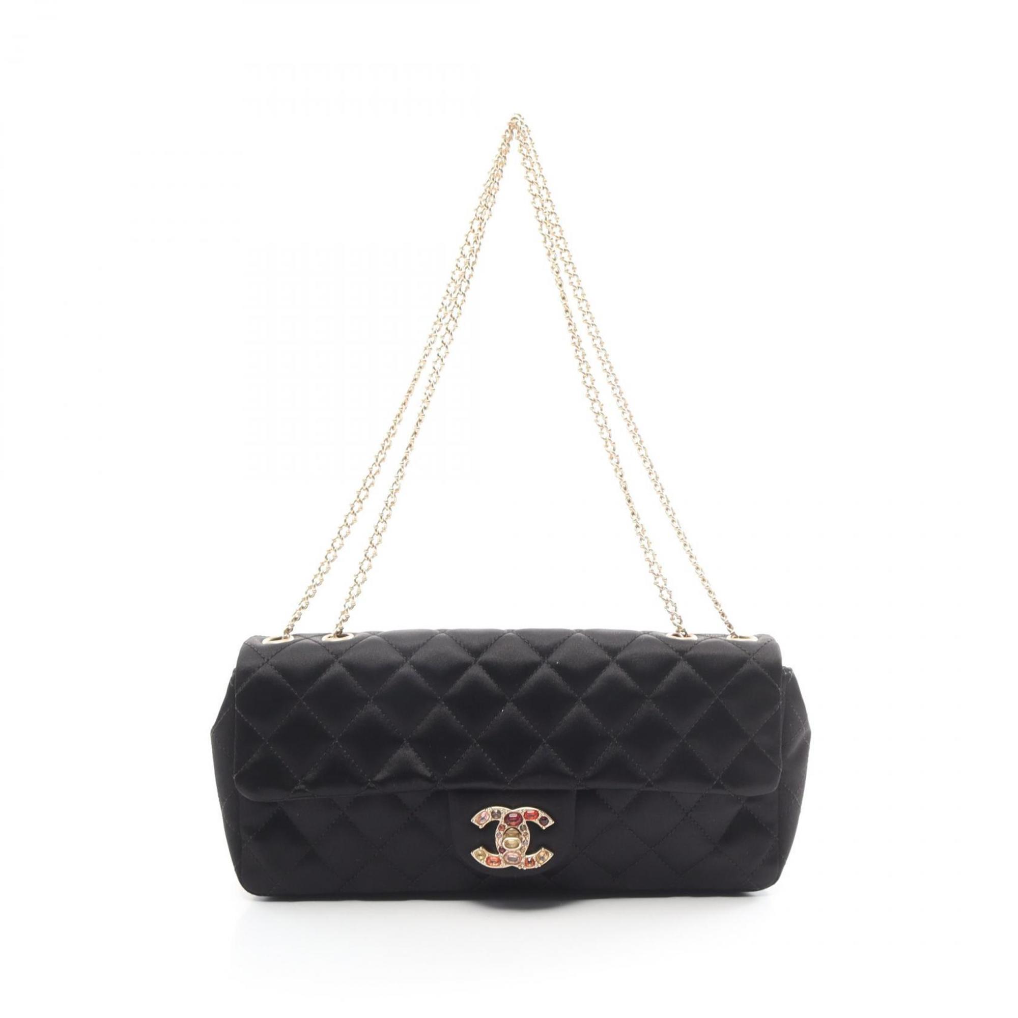 CHANEL Matelasse Shoulder Bag, Fabric, Women's, Black