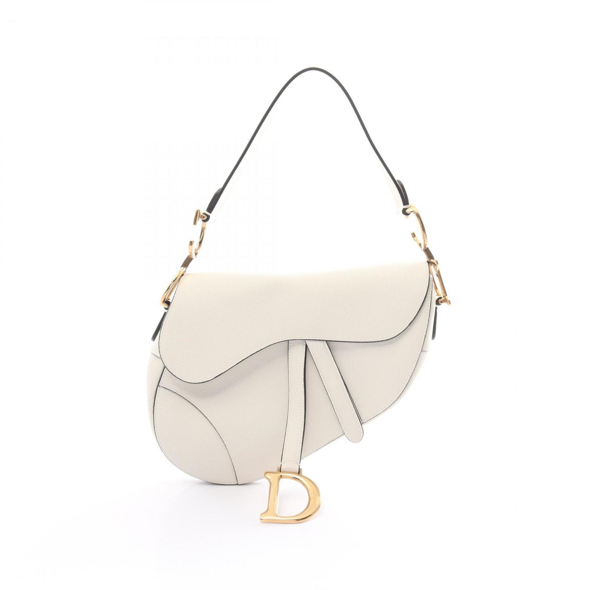 Christian Dior Saddle Bag Handbag Leather Women's White