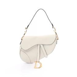 Christian Dior Saddle Bag Handbag Leather Women's White