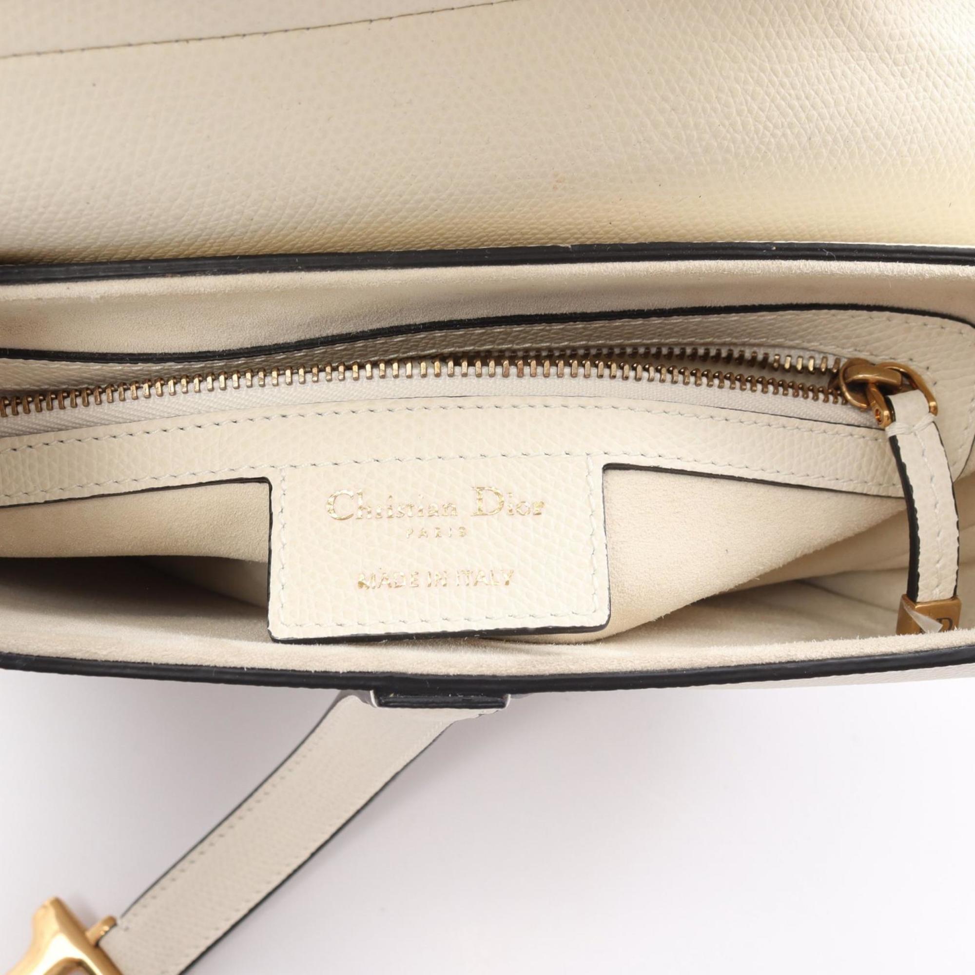 Christian Dior Saddle Bag Handbag Leather Women's White