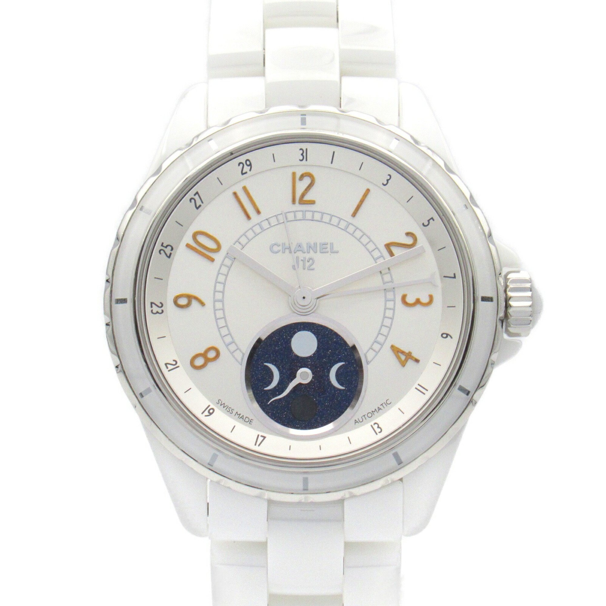 CHANEL J12 Firth de Lune Watch, Ceramic, Men's, Silver, H3404