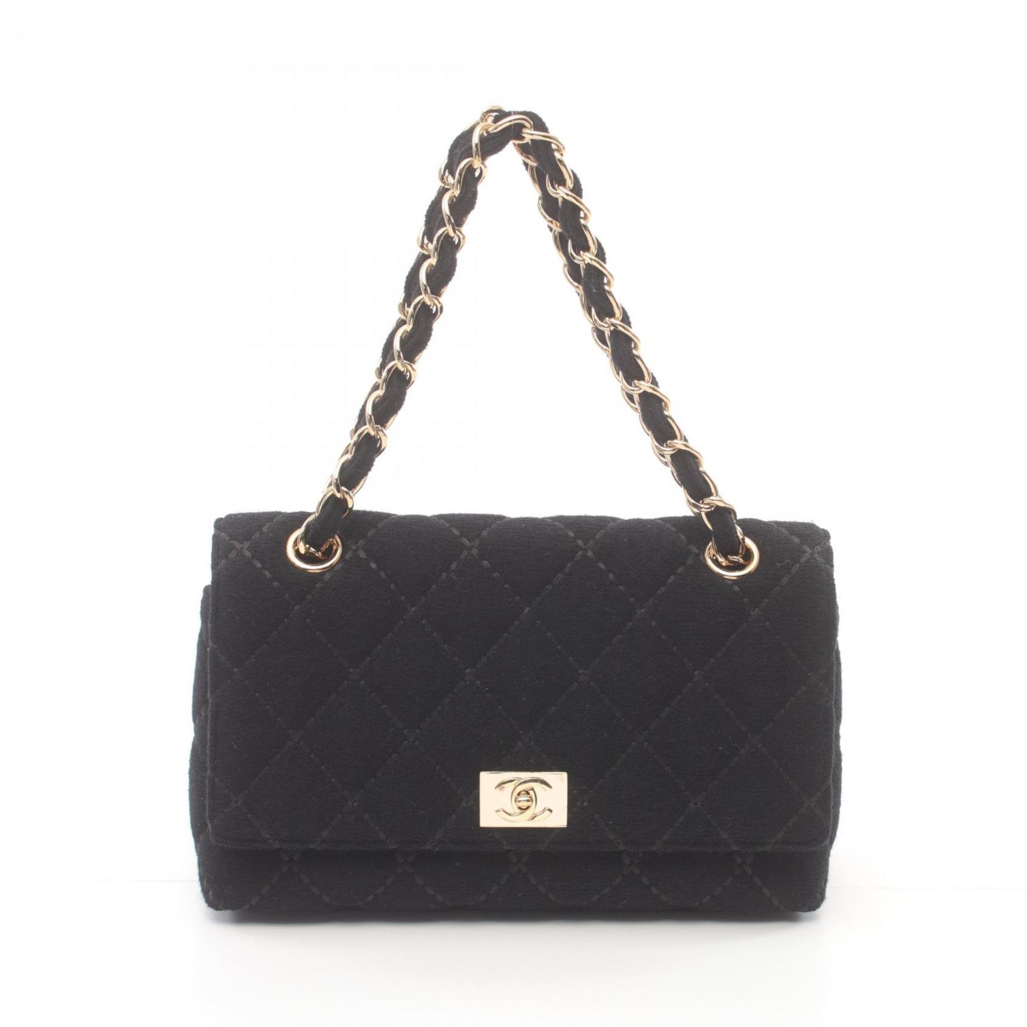 CHANEL Wild Stitch Handbag Canvas Women's Black