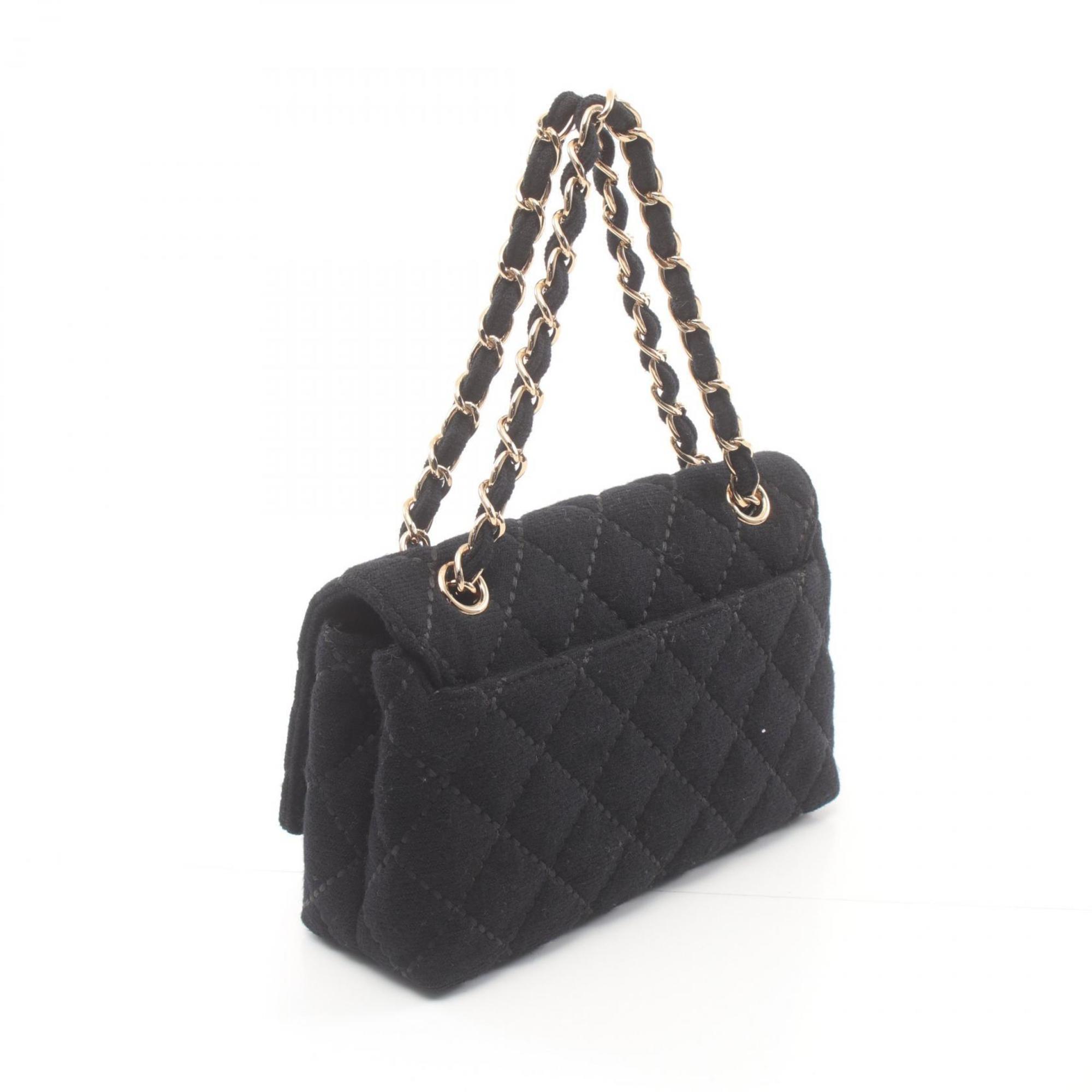 CHANEL Wild Stitch Handbag Canvas Women's Black