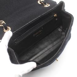 CHANEL Wild Stitch Handbag Canvas Women's Black