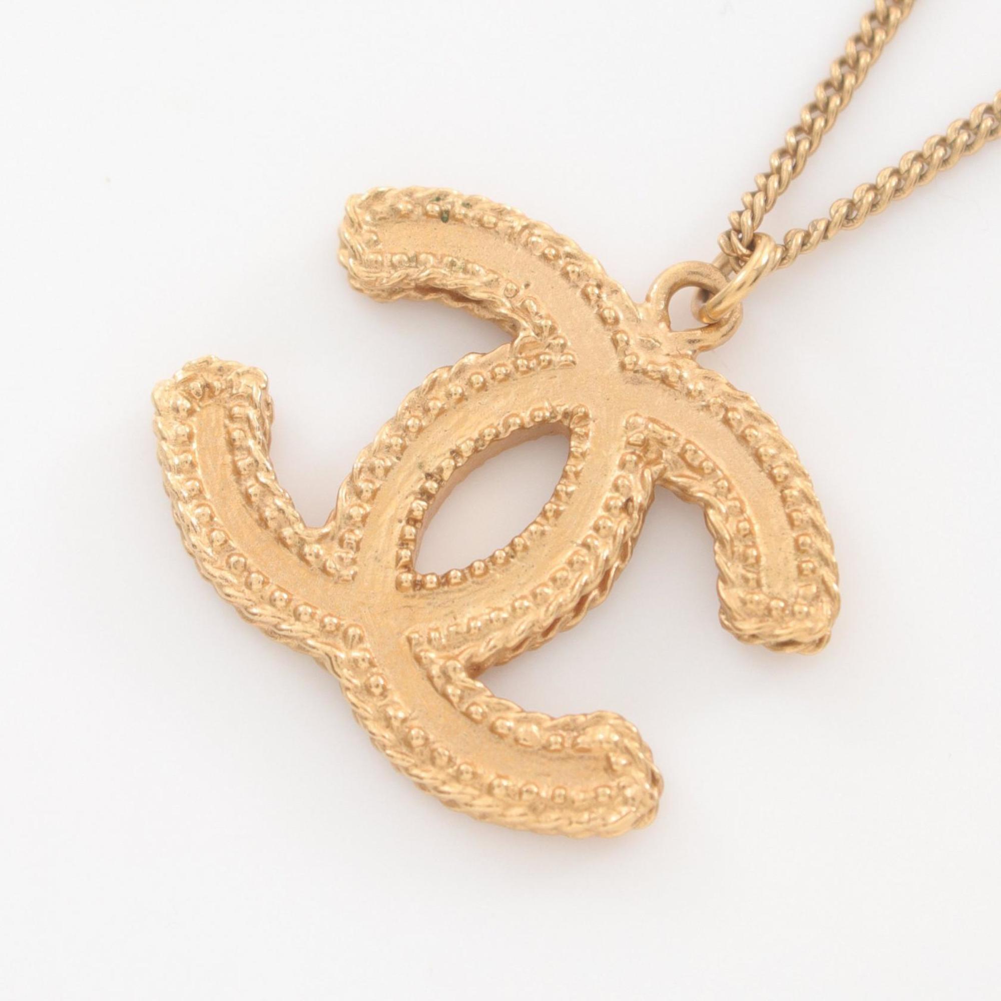 CHANEL Coco Mark Necklace GP (Gold Plated) Women's Gold B11 A