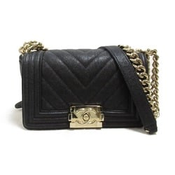 CHANEL Boy Chanel Chain Shoulder Bag Caviar Skin (Grained Calf) Women's Black