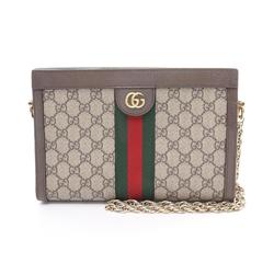 GUCCI Ophidia Small GG Supreme Sherry Line Shoulder Bag Coated Canvas Leather Women's Beige Multicolor 503877