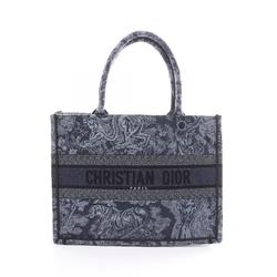 Christian Dior BO TOTE Book Tote Medium Embroidery Bag Canvas Women's Navy Blue