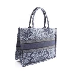 Christian Dior BO TOTE Book Tote Medium Embroidery Bag Canvas Women's Navy Blue