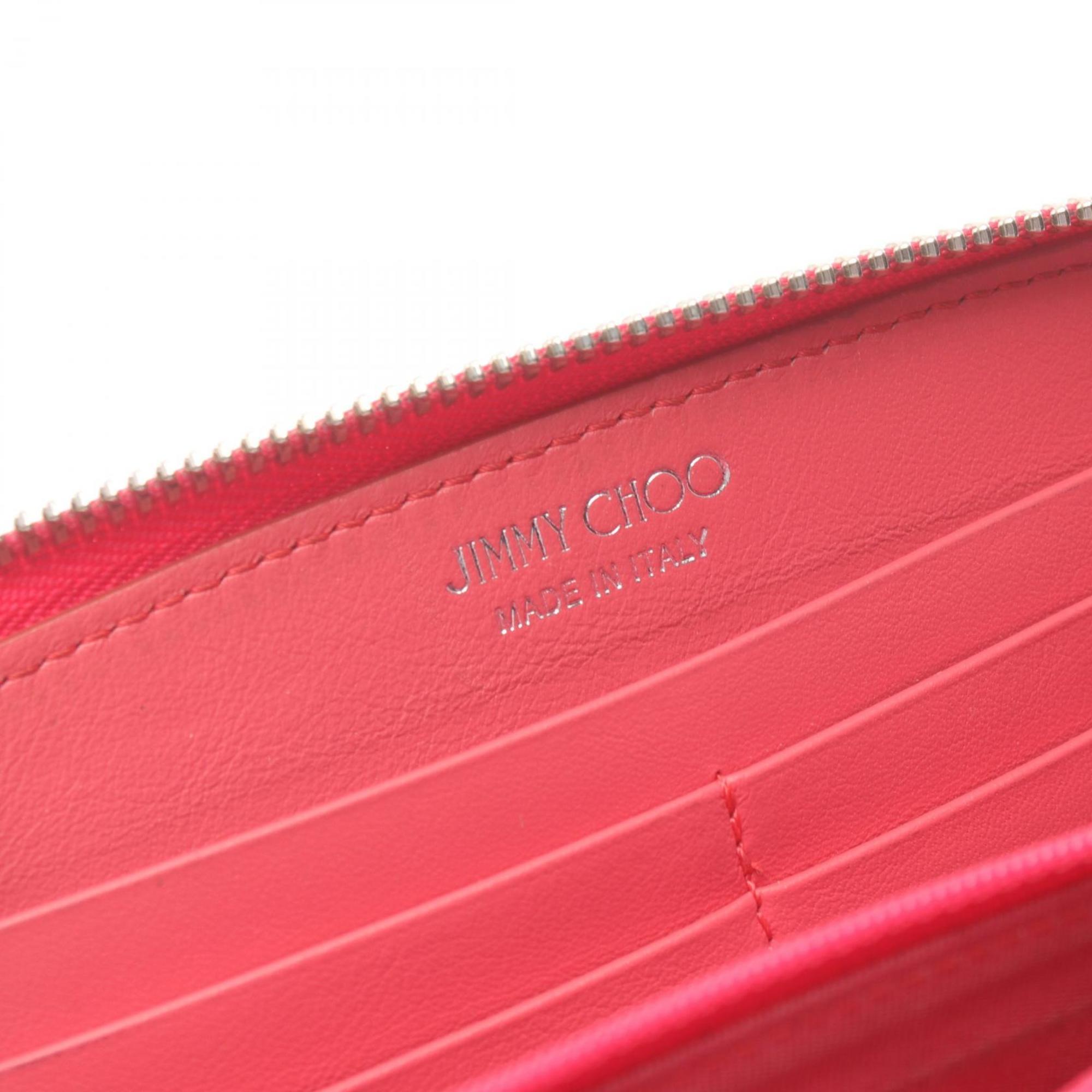 JIMMY CHOO FILIPA Round Long Wallet Leather Women's Pink