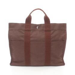 Hermes HERMES Air Line MM Tote Bag Nylon Canvas Men's Women's Brown