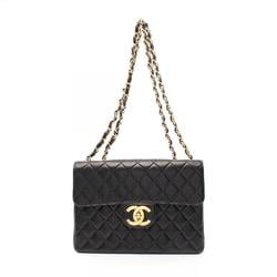 CHANEL Deca Matelasse 30 Shoulder Bag, Lambskin (Sheepskin), Women's, Black