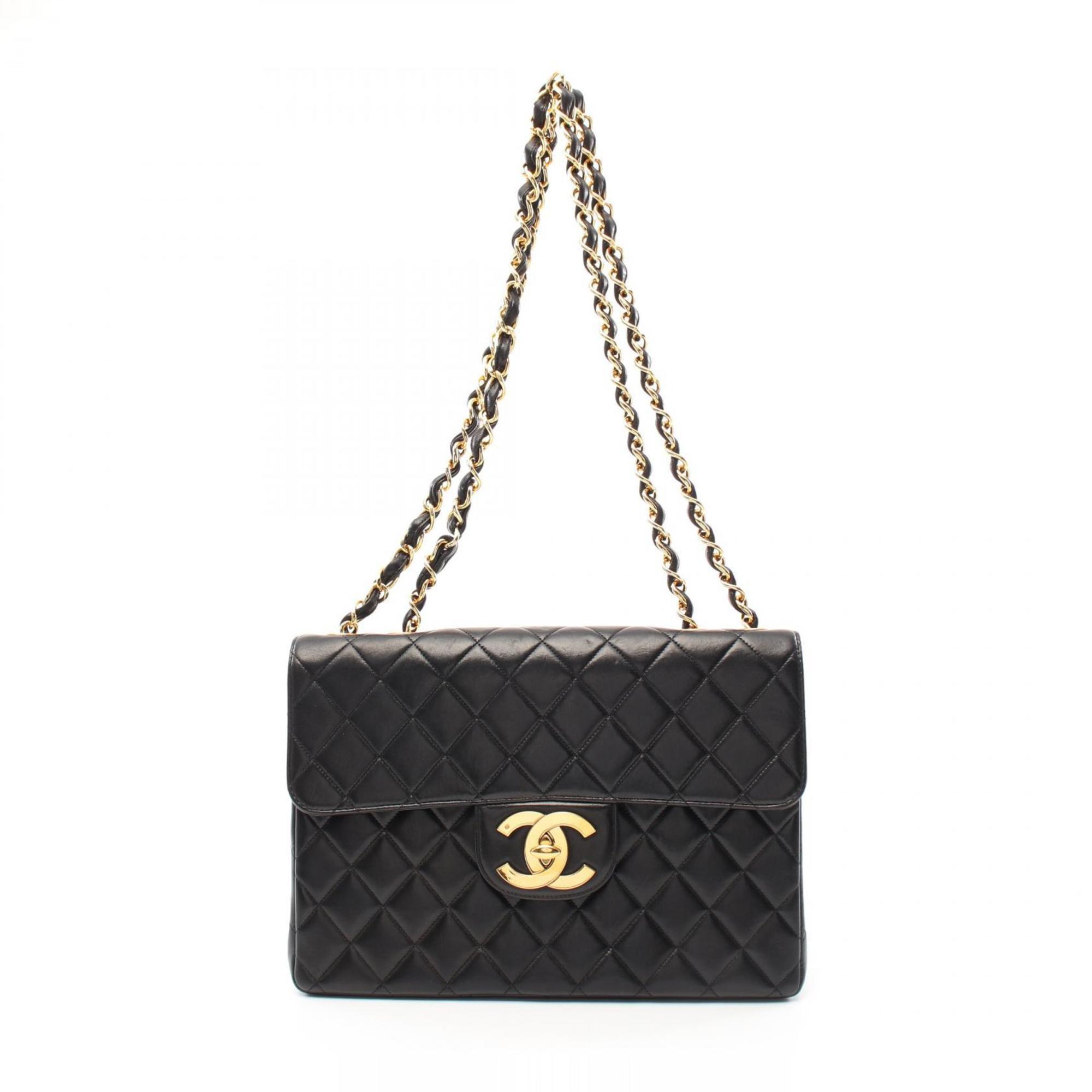 CHANEL Deca Matelasse 30 Shoulder Bag, Lambskin (Sheepskin), Women's, Black