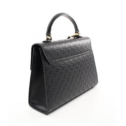 GUCCI Padlock Guccissima Handbag Bag Leather Women's Black 428208