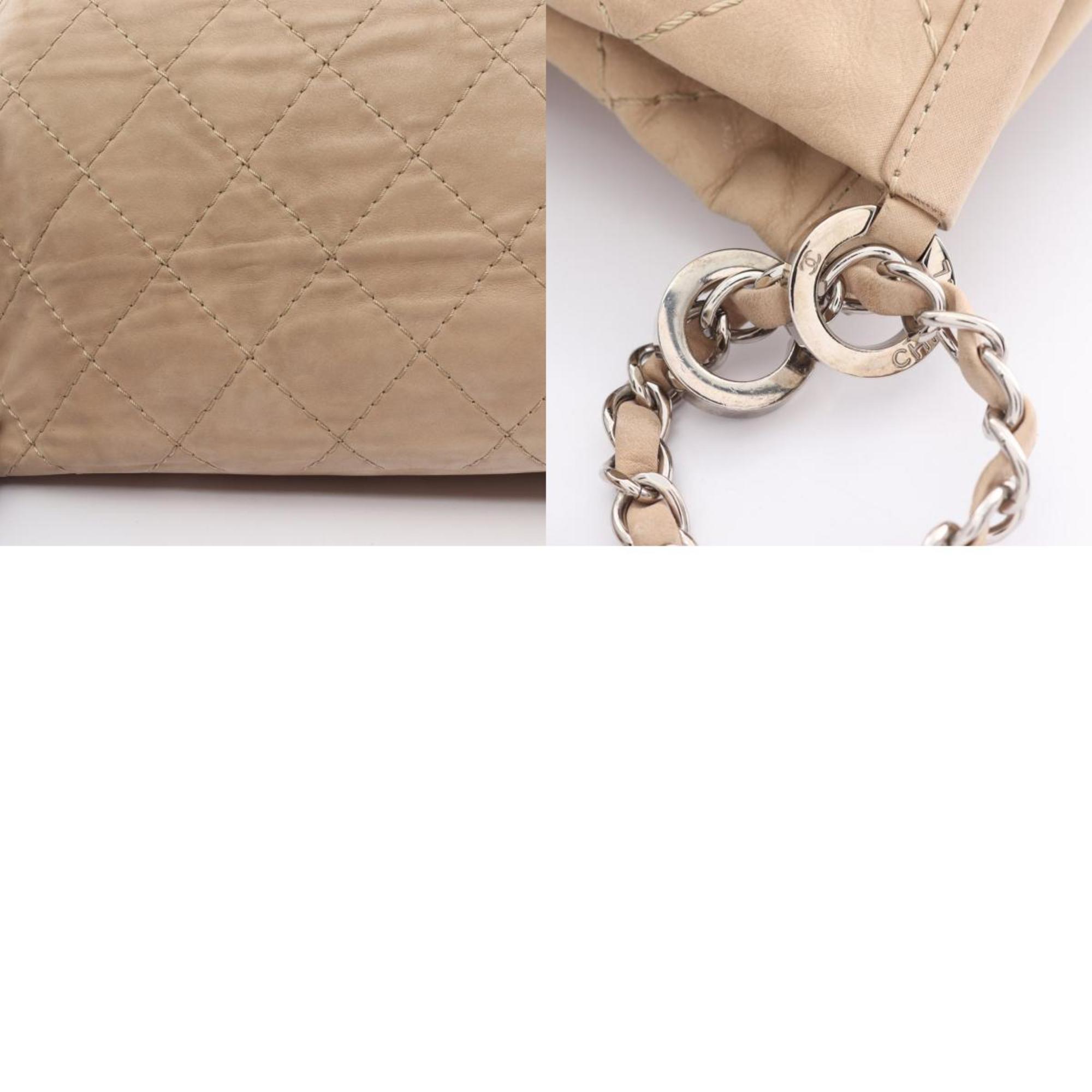 CHANEL Wild Stitch Coco Mark Tote Bag Leather Women's Beige