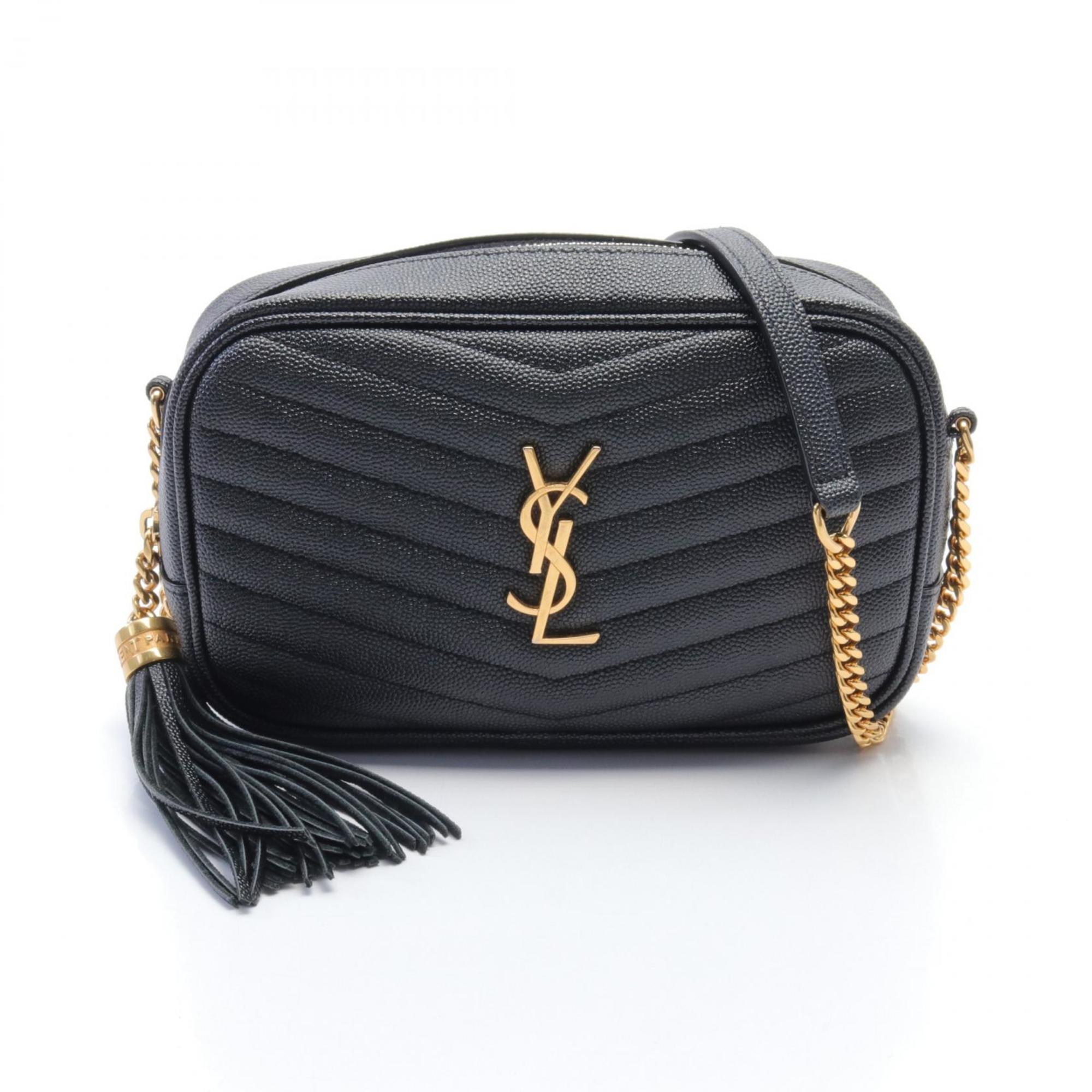 Saint Laurent Lou mini shoulder bag, leather, women's, black, 612579