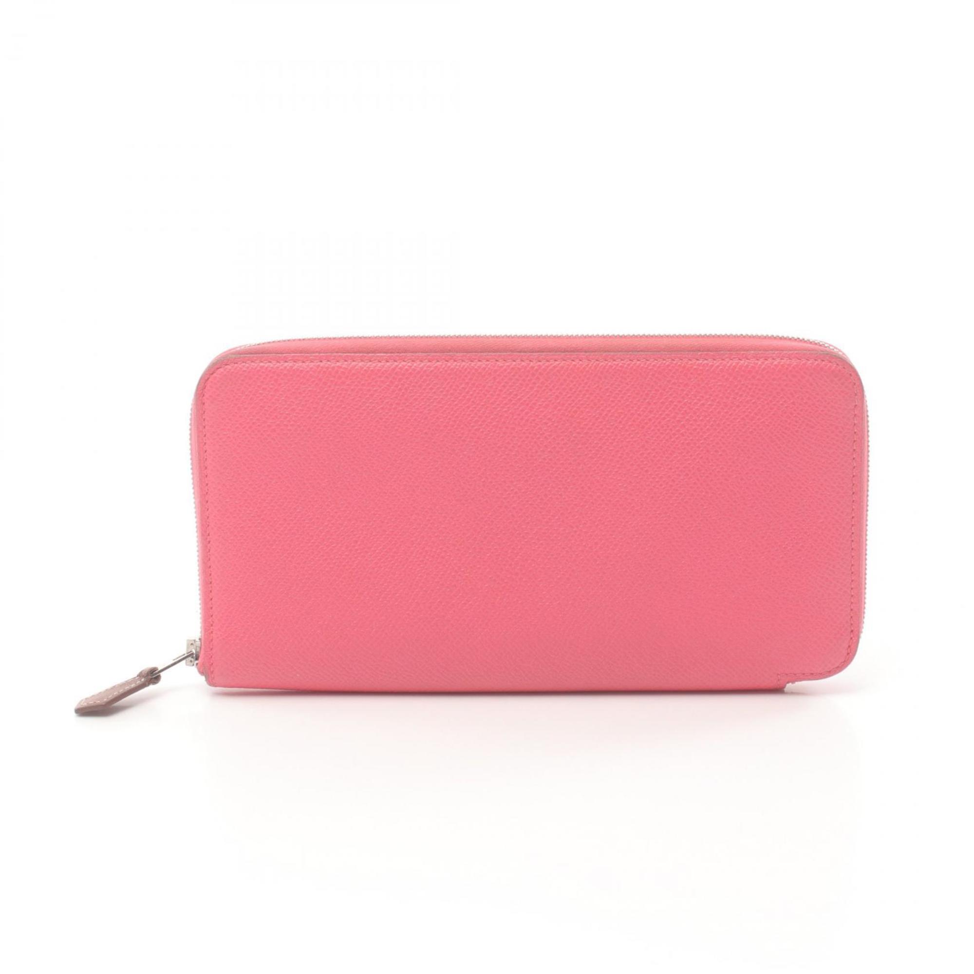 Hermes HERMES Azap Long Silk In Rose Azalee Round Wallet Epsom Leather Women's Pink