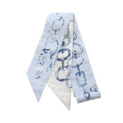 Hermes HERMES Twilly Do Re Boucles Broderie Anglaise Scarf Silk Women's Blue H853951S