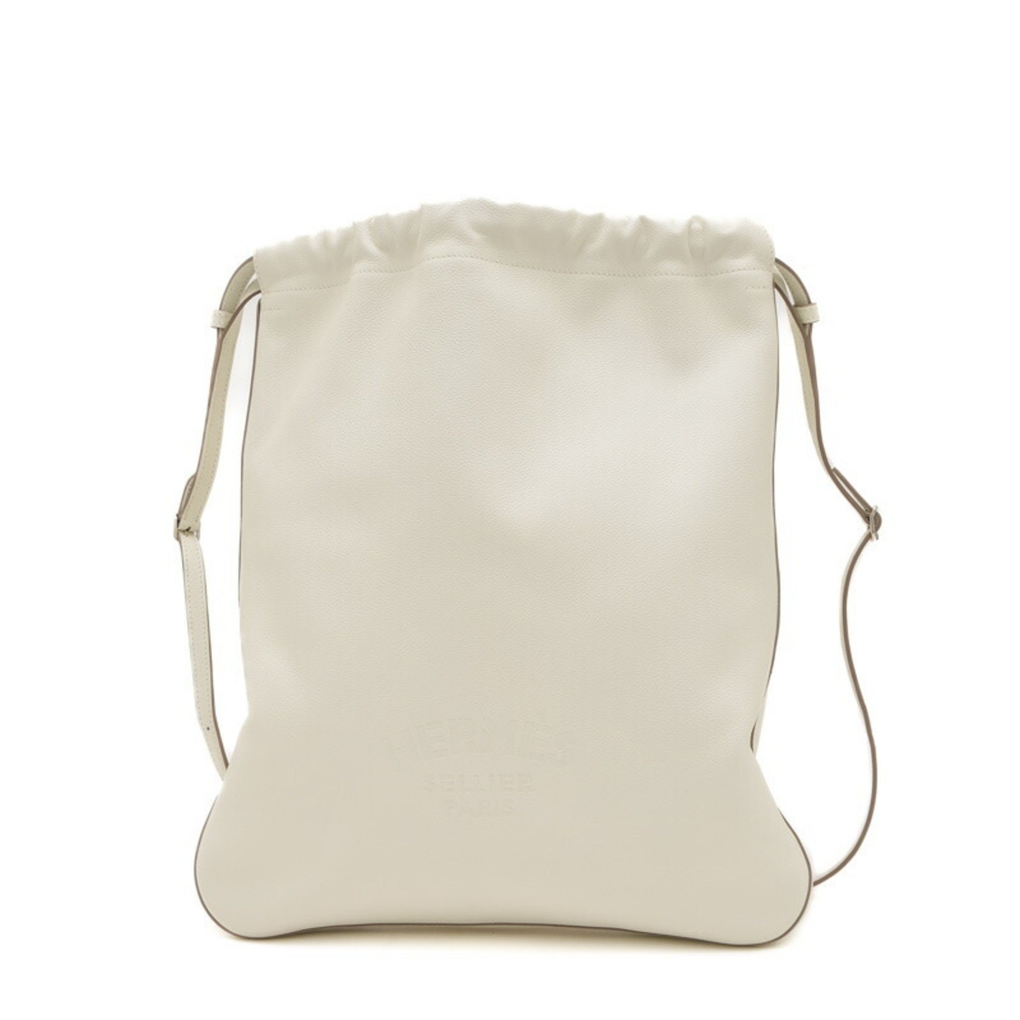 Hermes Bridad Backpack Shoulder Bag Evercolor White D Stamp