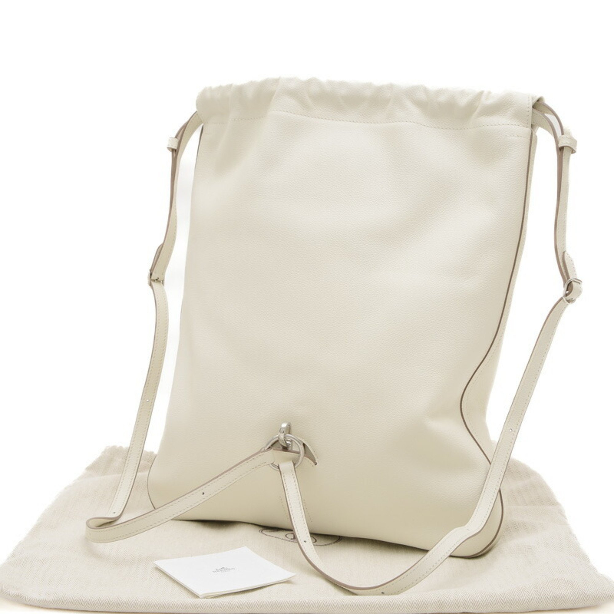 Hermes Bridad Backpack Shoulder Bag Evercolor White D Stamp