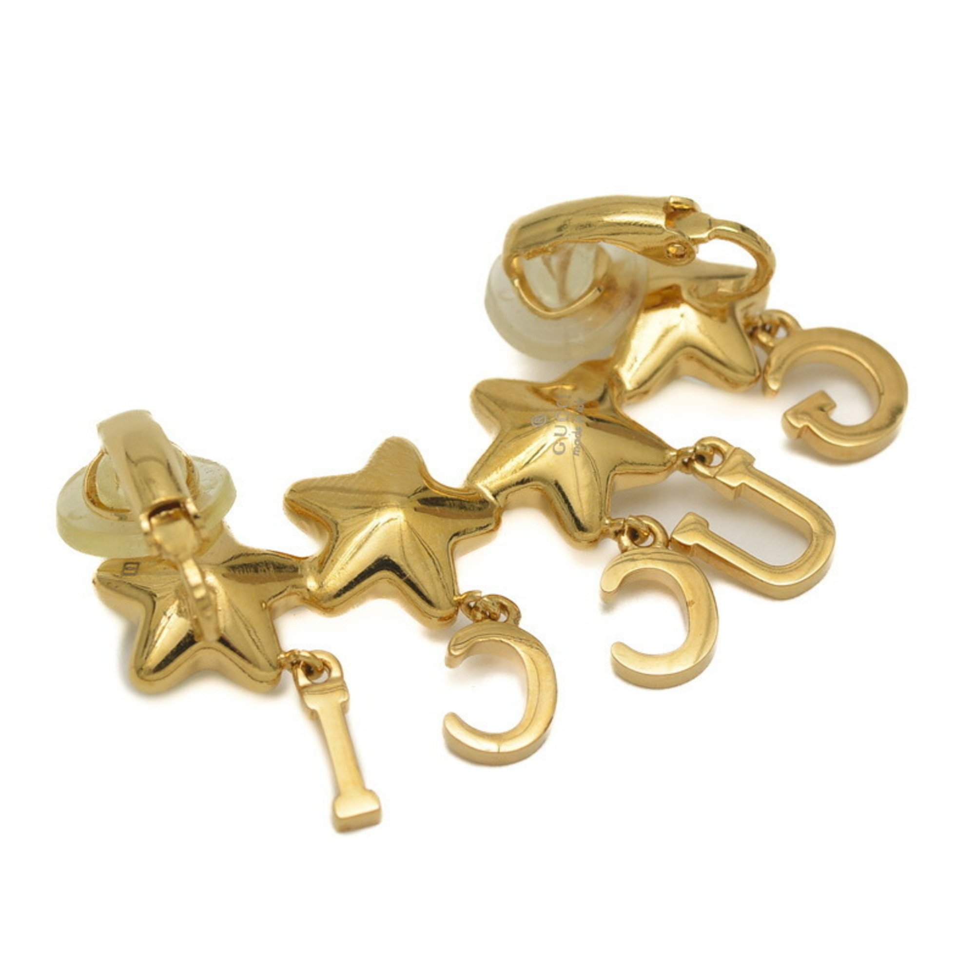 Gucci Script Star Crystal Stone Single Earring Gold 680267