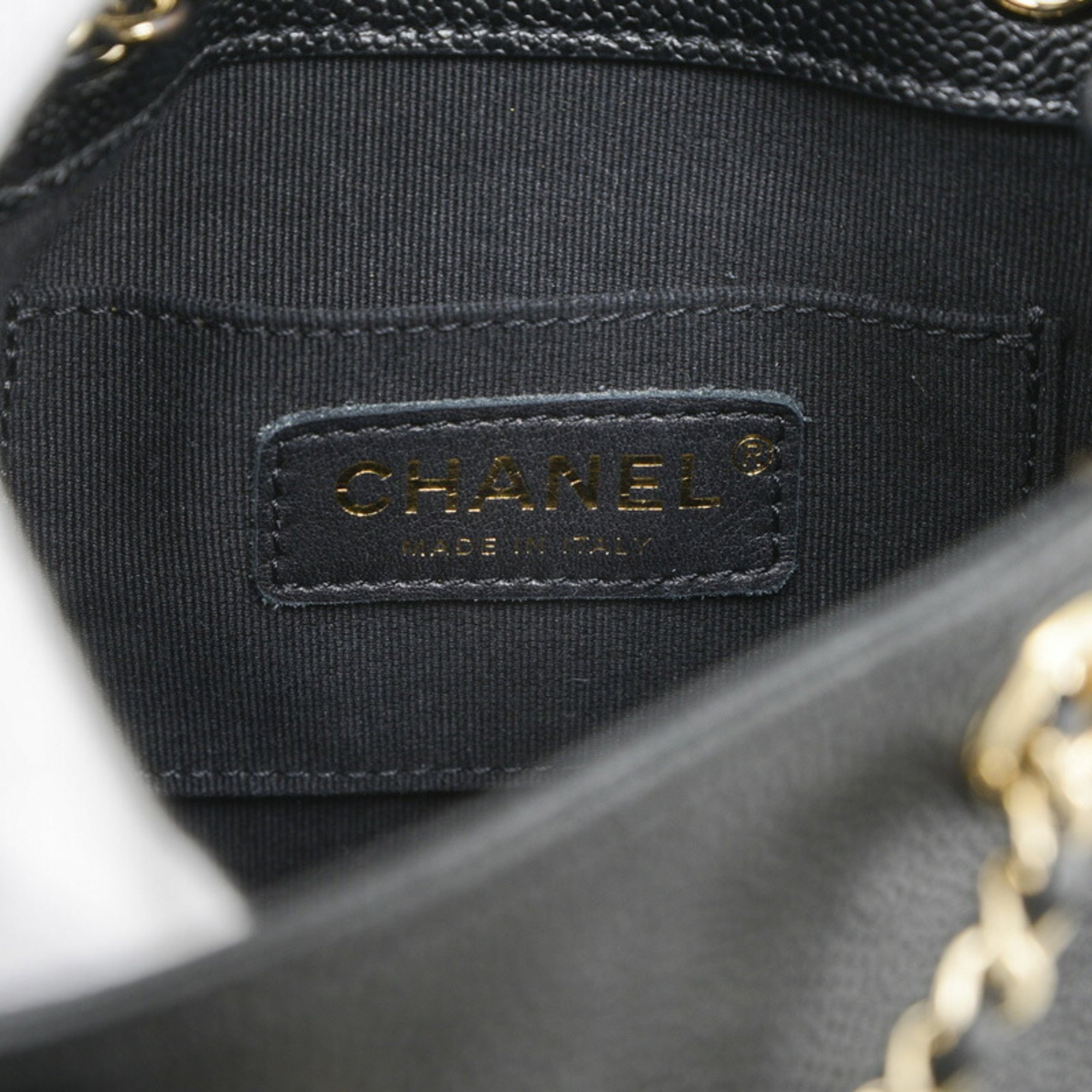 Chanel Matelasse Caviar Skin Chain Backpack Black AS3787