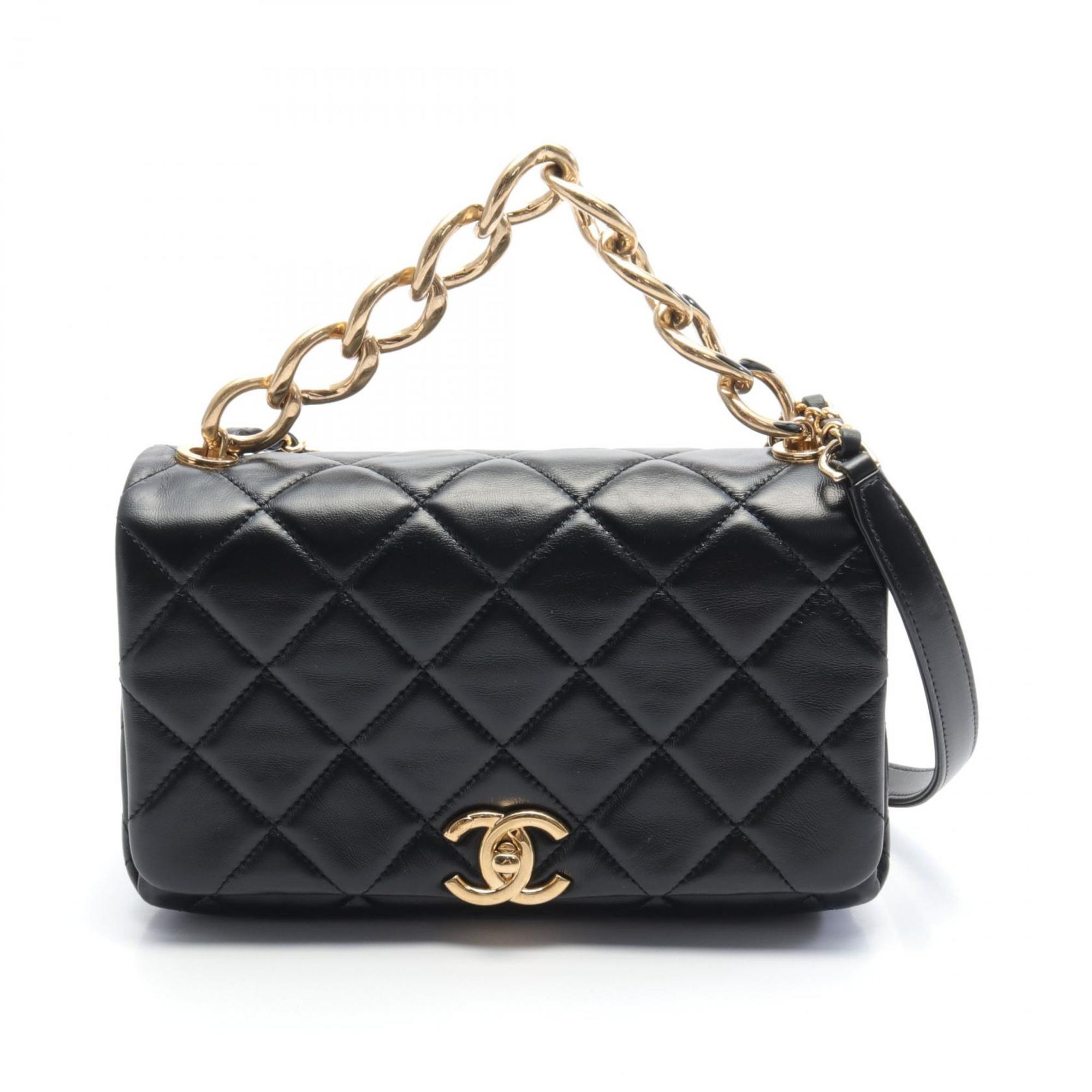 CHANEL Matelasse Shoulder Bag, Lambskin, Women's, Black