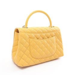 CHANEL Coco Handle 29 Flap Bag Matelasse Handbag Caviar Skin (Grained Calf) Women's Yellow A92991