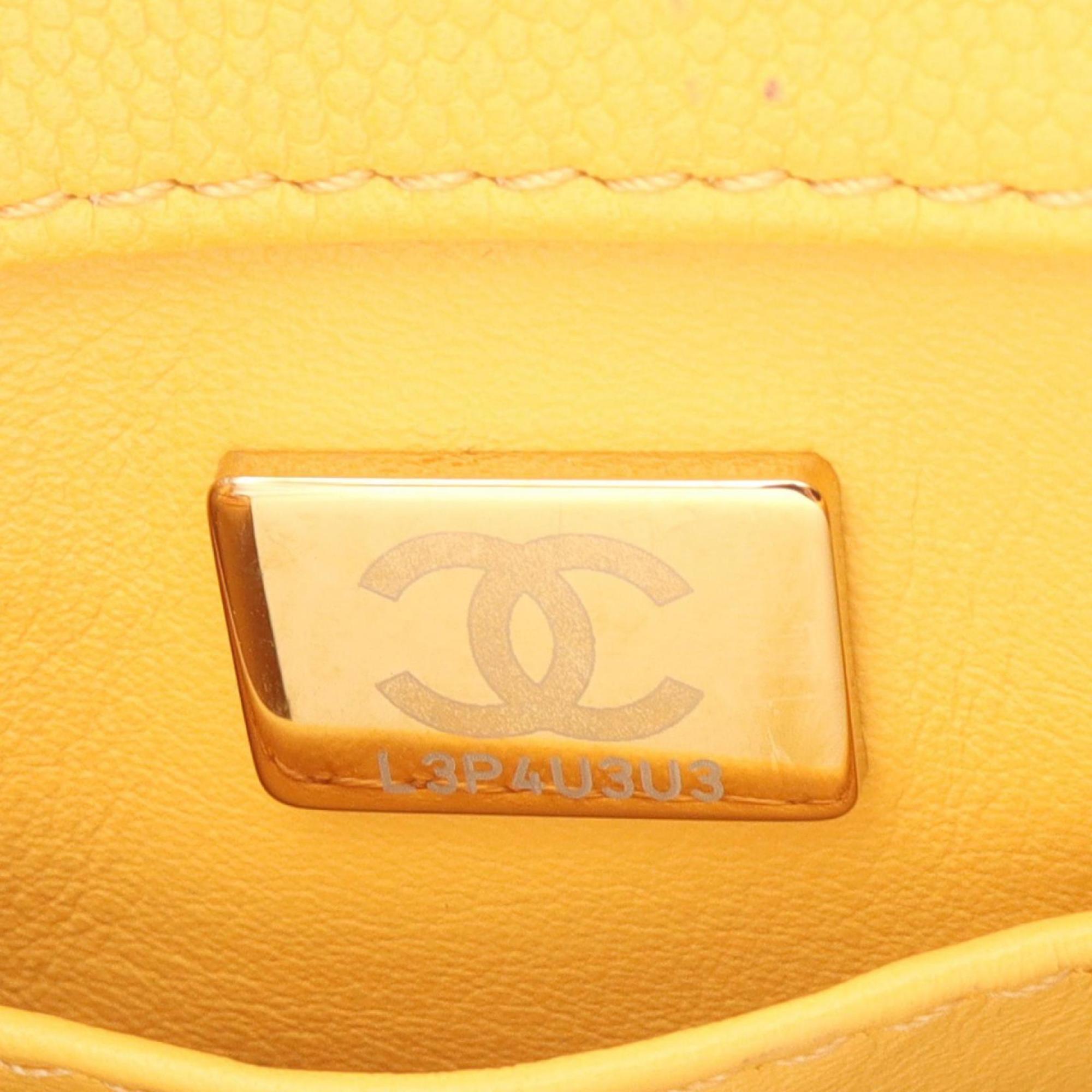 CHANEL Coco Handle 29 Flap Bag Matelasse Handbag Caviar Skin (Grained Calf) Women's Yellow A92991