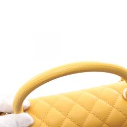 CHANEL Coco Handle 29 Flap Bag Matelasse Handbag Caviar Skin (Grained Calf) Women's Yellow A92991