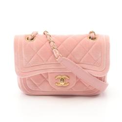 CHANEL Matelasse Shoulder Bag, Fabric, Women's, Pink