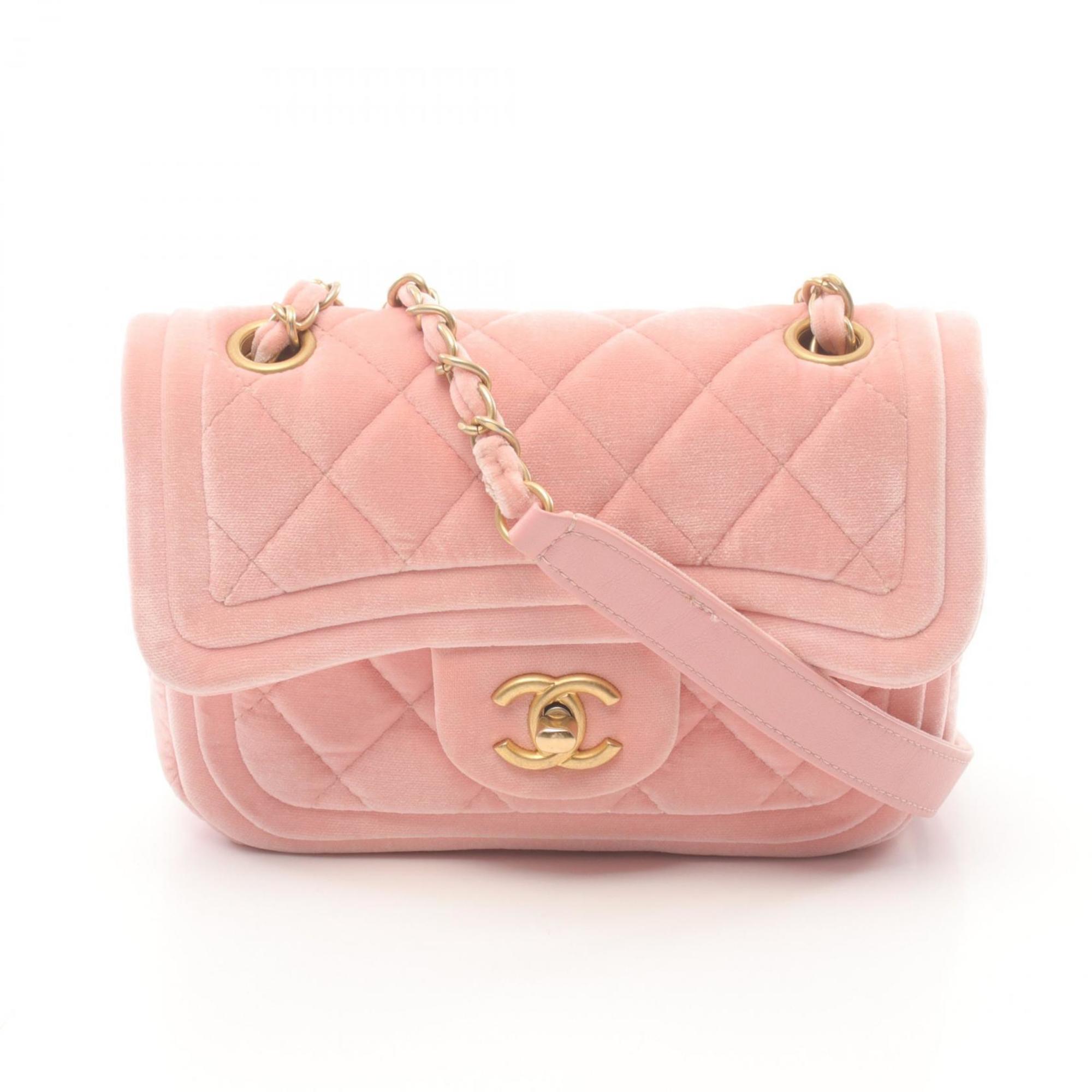 CHANEL Matelasse Shoulder Bag, Fabric, Women's, Pink