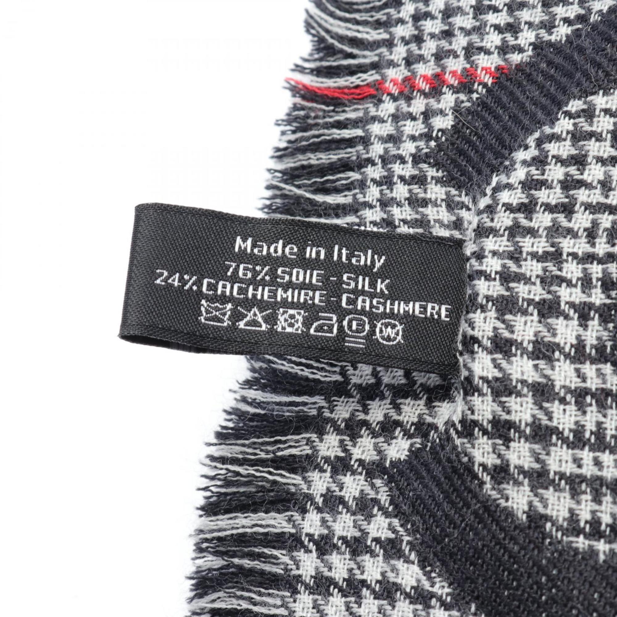 CHANEL Coco Mark Scarf Clothing Silk Cashmere Women's Black White Red