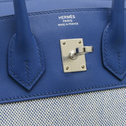 Hermes Birkin 25 Swift Handbag Toile Ecru Blue Bill France