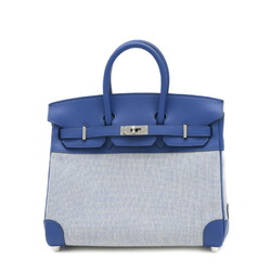 Hermes Birkin 25 Swift Handbag Toile Ecru Blue Bill France