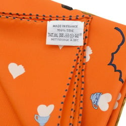 Hermes Carre 70 Scarf Tea Time Orange 100% Silk