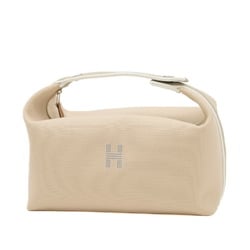 Hermes Brid A Black GM Pouch Canvas Beige White Grey