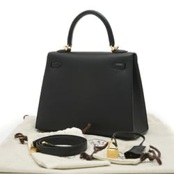 Hermes Kelly 25 Outer Stitching Epson Handbag Black W Engraved