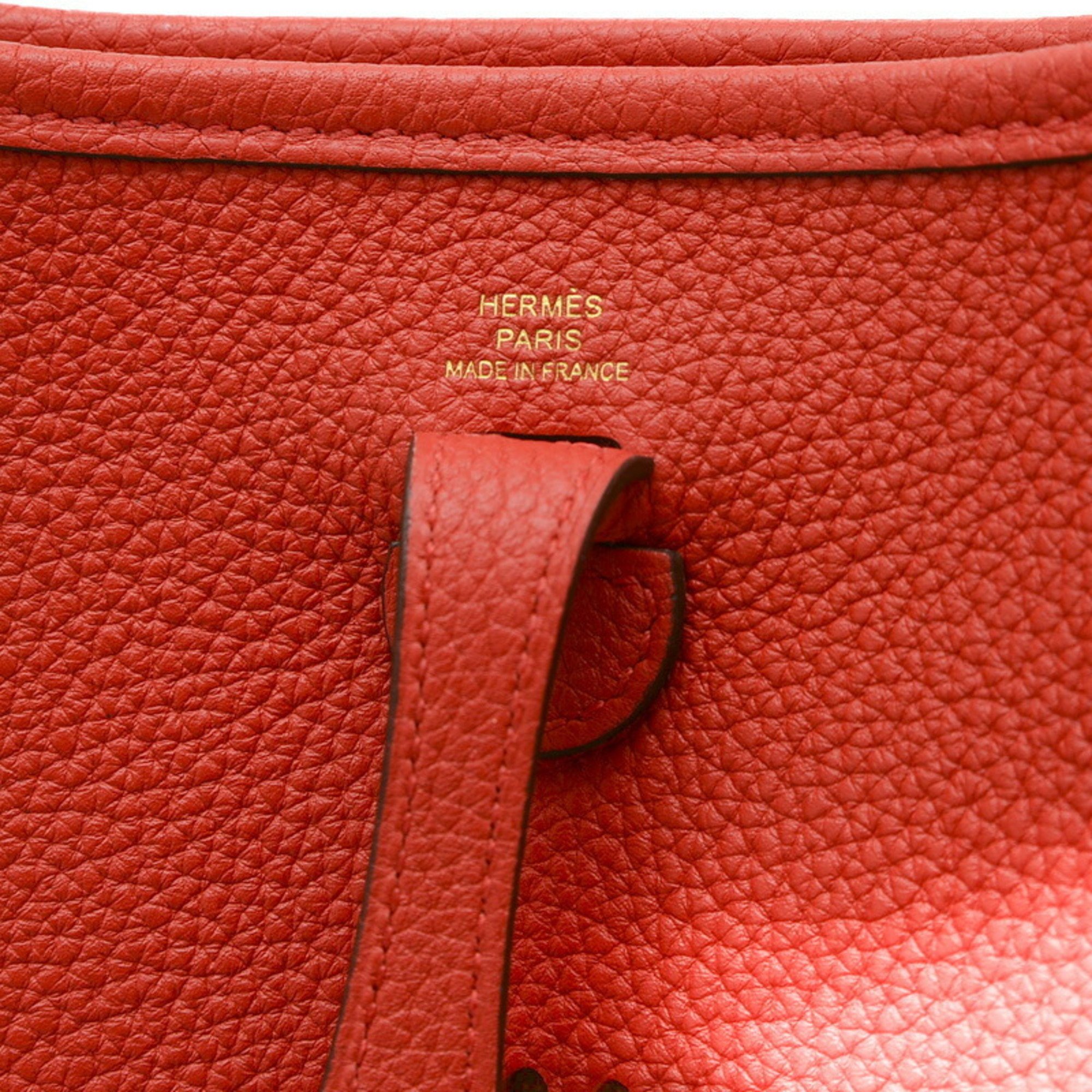 Hermes Evelyn TPM Taurillon Shoulder Bag Rouge Cou U Stamp