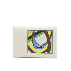 Hermes Calviduo Coin Business Card Holder/Card Case Swift Multicolor White B Engraved