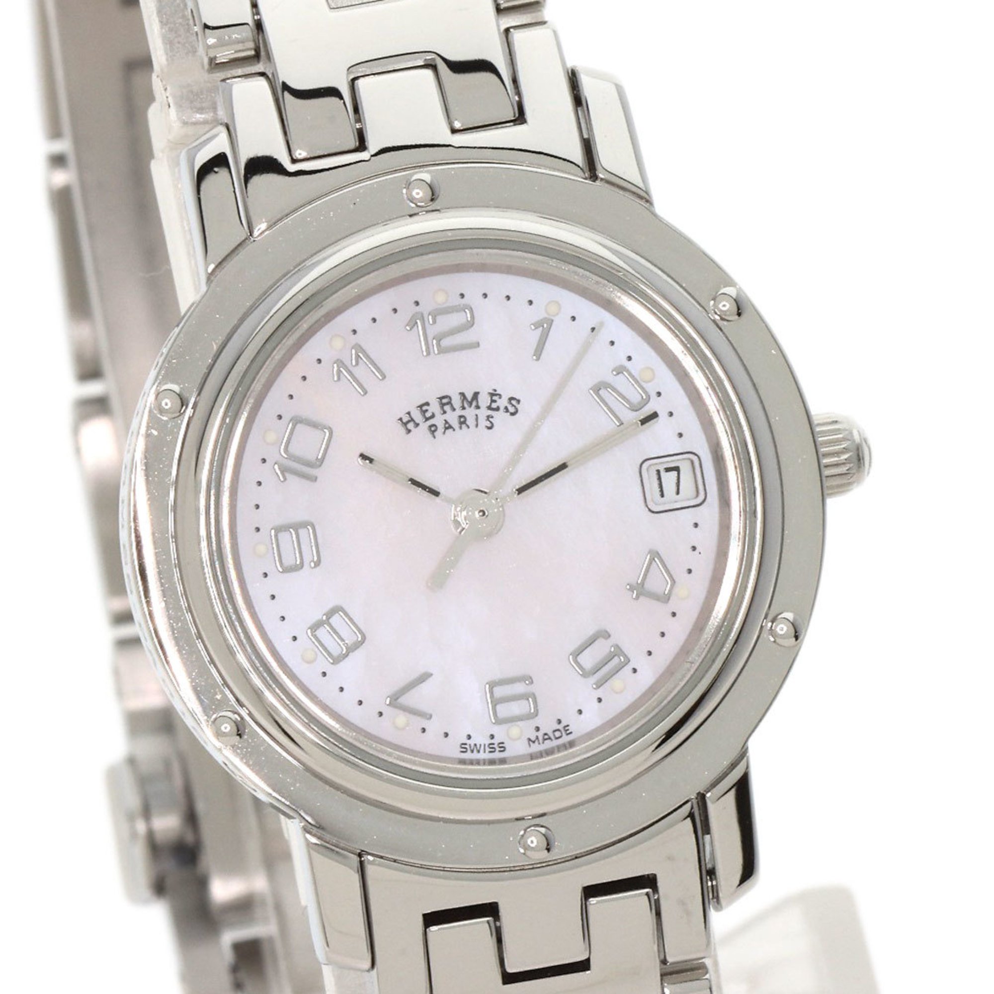 Hermes CL4.210 Clipper Nacle Watch Stainless Steel SS Ladies HERMES