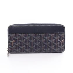 GOYARD Matignon GM Round Long Wallet Coated Canvas Leather Men's Women's Navy Multicolor