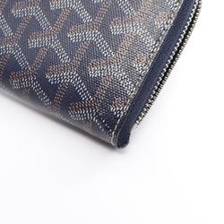 GOYARD Matignon GM Round Long Wallet Coated Canvas Leather Men's Women's Navy Multicolor